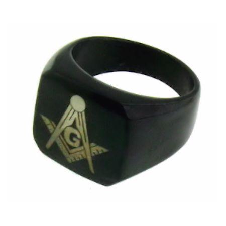 Black PVD Coated Masonic Ring