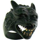 Black PVD coated Angry Wolf Ring