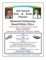 2nd Annual - Kyle  & Kody Thacker Memorial Scholarship Benefit Ride