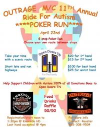 Outrage MC 11th annual ride for Autism *poker run*