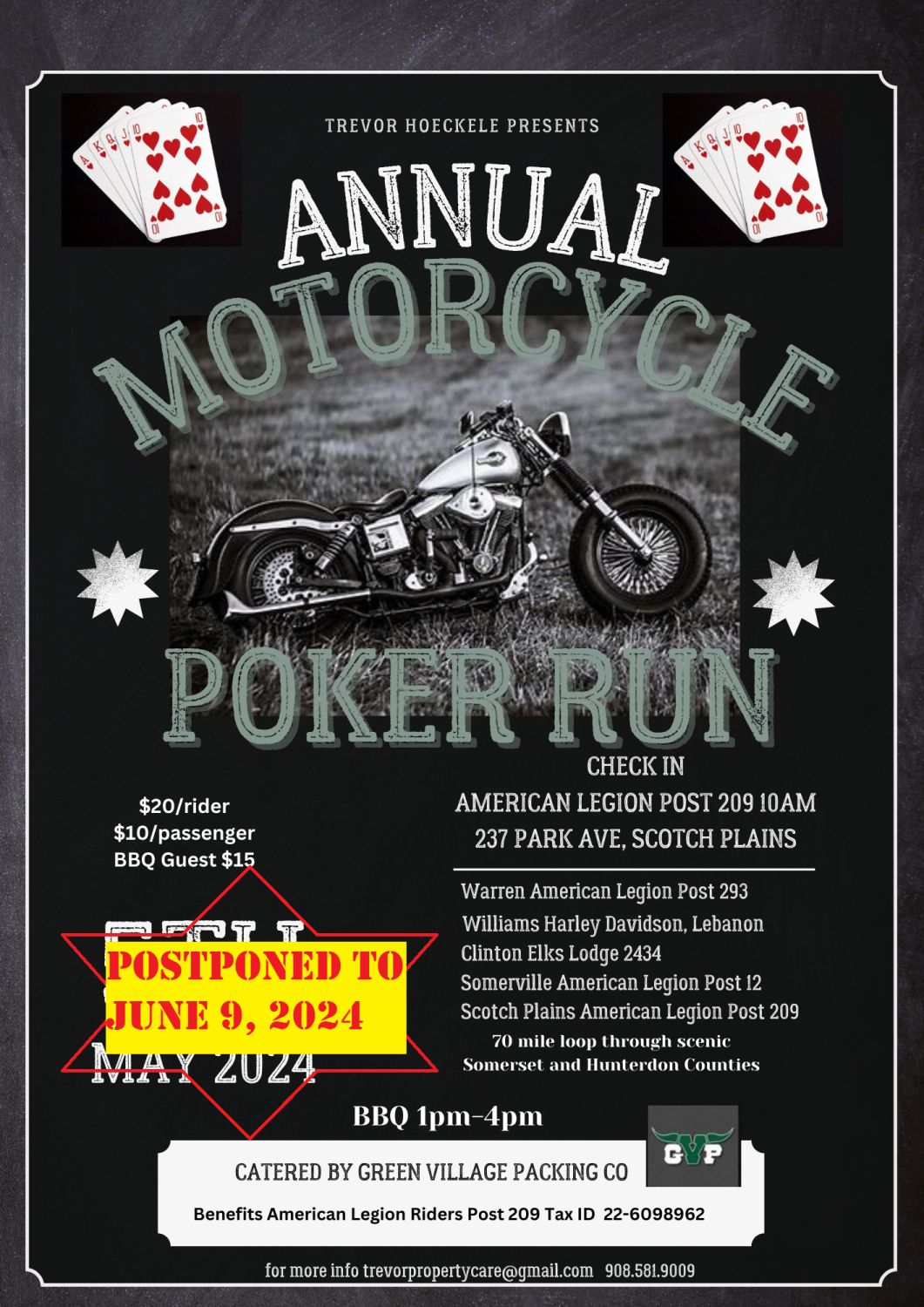 Annual Poker Run & BBQ- POSTPONED TO JUNE 9, 2024