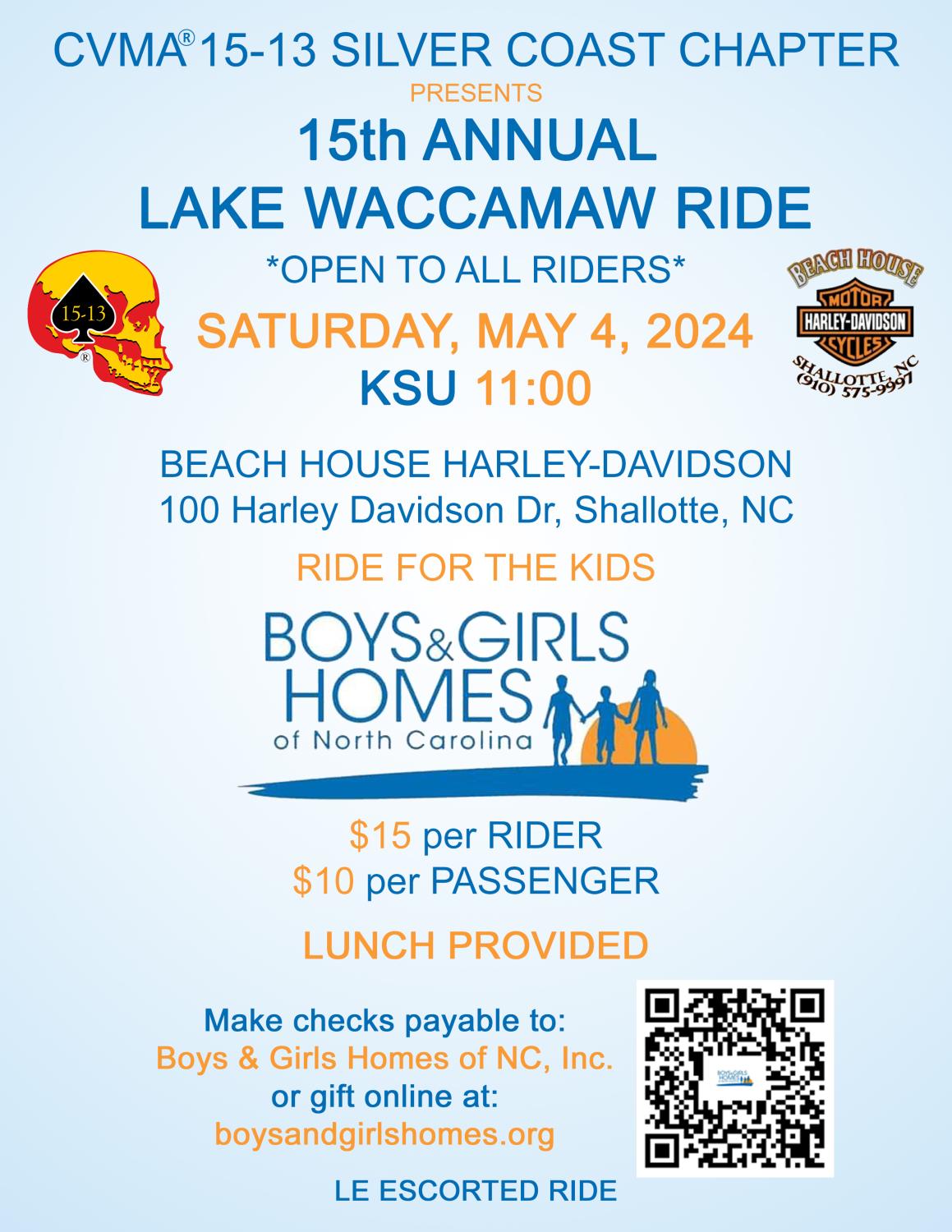 15-13 Lake Waccamaw Boys & Girls Homes of N.C. Charity Ride
