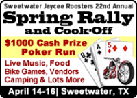 22nd  Annual Sweetwater Jaycee Roosters Spring Motorcycle Rally & Cook-off & Swap Meet 