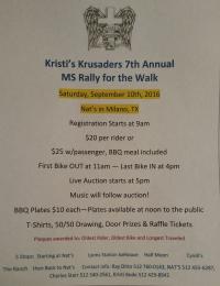 Kristi's Krusaders 7th Annual MS Rally for the Walk Motorcycle Ride