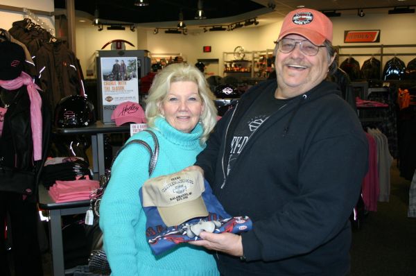 Neal and Barb at Perrys harley store