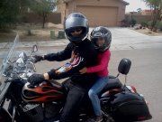 My middle daughter taking a ride with daddy!