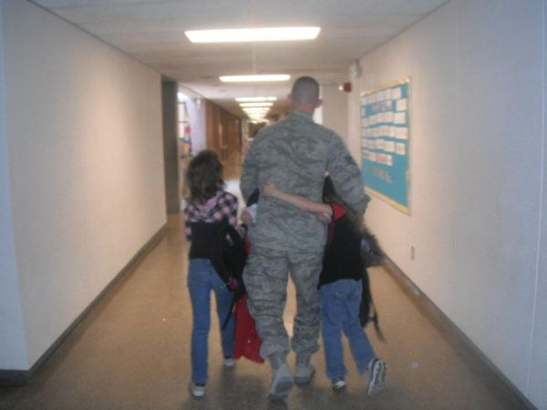 Just got back from Iraq and surprising the kids
