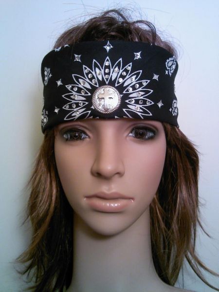 Silver Colored Cross Concho Bandana