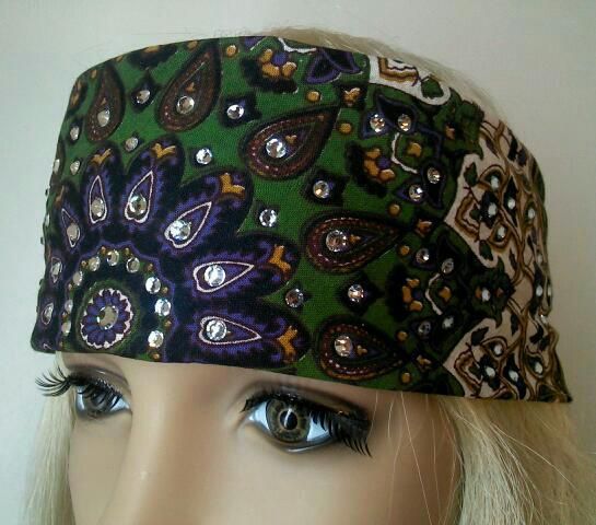 Green / Lavender Indian Design Bandana