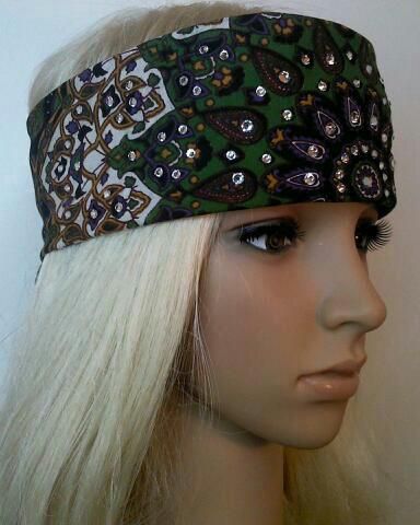 Green / Lavender Indian Design Bandana