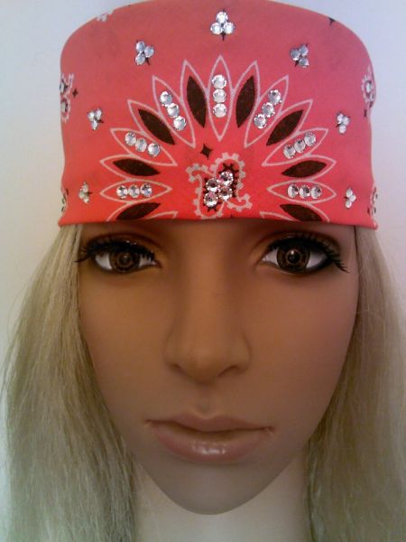 Orange Bandana with Clear Swarovski Crystals