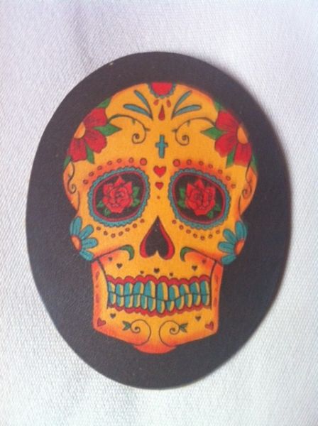 Day of Dead Skull Leather Patch