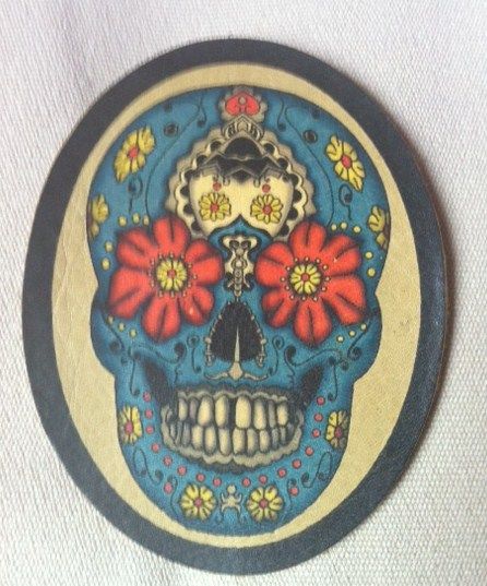 Day of Dead Skull Leather Patch