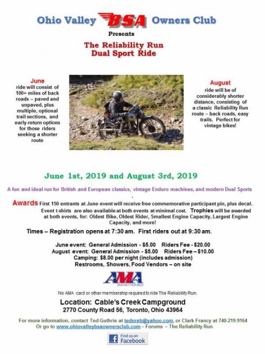 2019 OVBSAOC Dual Sport Ride Poster