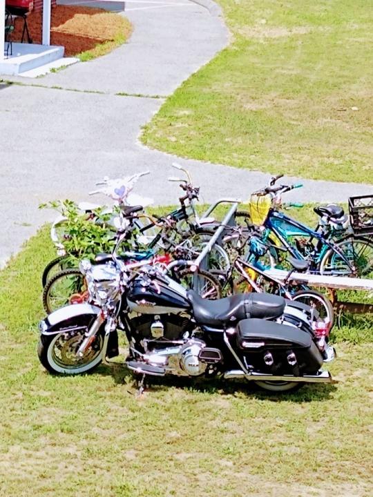Parking with the other bikes