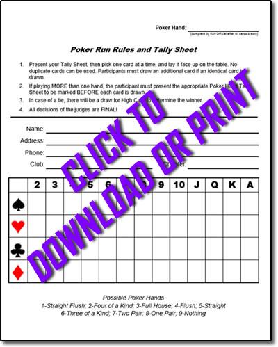 How To Have A Poker Run Amp Poker Run Sheets Cyclefish Com