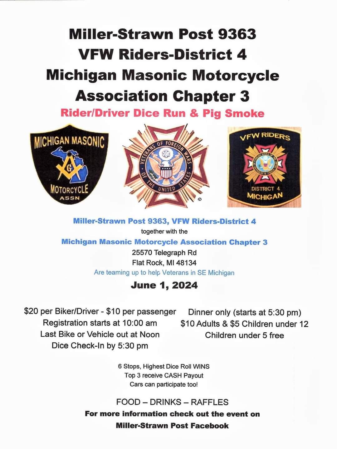 VFW Riders & MMMA Pig Smoke Dice Run