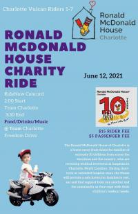 Charlotte Vulcan Riders 1-7 Ronald Mcdonald House Charity Ride 