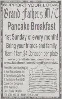 Grand Fathers M/C Pancake Breakfast, The 1st Sunday of every month!