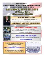 3rd Annual COL Stanley L. Lapidow Scholarship Motorcycle Ride & BBQ