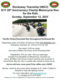 Rockaway Township Unico 9/11 20th Anniversary Charity Motorcycle Run for the Kids