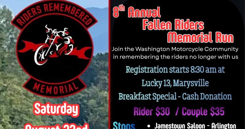 8th Annual Fallen Riders Memorial Run, Ceremony & Fundraiser
