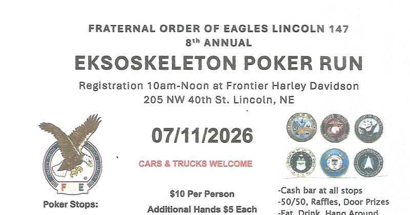 FRATERNAL ORDER OF EAGLES #147 8th ANNUAL EKSOSKELETON POKER RUN
