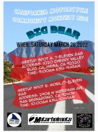 California Motorcycle Community Monthly Ride to Big Bear