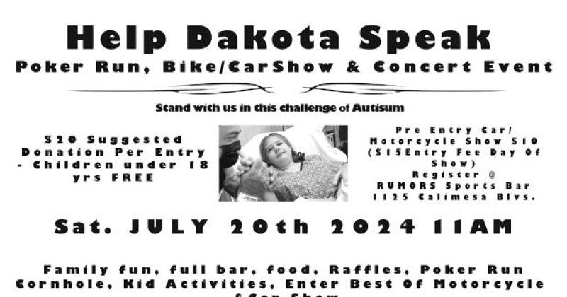 Help Dakota Speak Poker Run Bike/Car Show & Concert Event