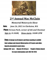 2nd Annual Mac McClain Memorial Motorcycle Show