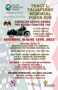 Tracy L Taliaferro Memorial Poker Run to Benefit Crater Community Hospice