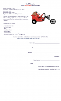 Road Riders Inc. Annual “Toys for Kids” Motorcycle Run