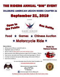 Dillsburg American Legion Riders Chapter 26 Annual Big Event to benefit the Gary Sinise Foundation
