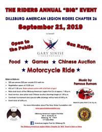 Dillsburg American Legion Riders Chapter 26 Annual Big Event to benefit the Gary Sinise Foundation