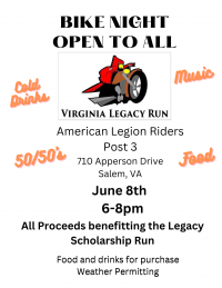 Bike Night  to benefit Virginia Legacy Run