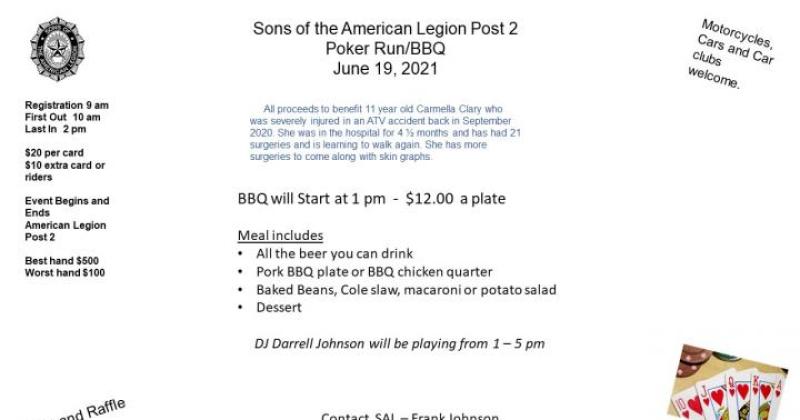 Sons of the American Legion Post 2 Poker Run/BBQ