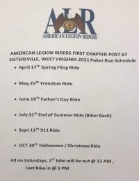 American legion riders post 67 2021 Poker Runs