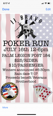 11 Bravo Veterans Poker run