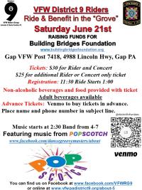 VFW District 9 Riders Ride & Benefit in the “Grove”