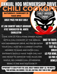 Annual HOG Membership Drive + Chili Cookoff