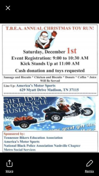 Middle TN Motorcycle Set Toy Run