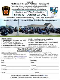 Fall “Soldiers of The Law” Motorcycle Ride