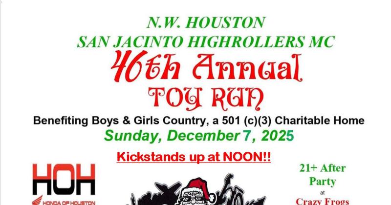 NW SAN JACINTO HIGHROLLERS 46TH ANNUAL TOY RUN