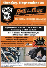 Pipes 4 Paws Charity Motorcycle Ride To Help Abused Animals