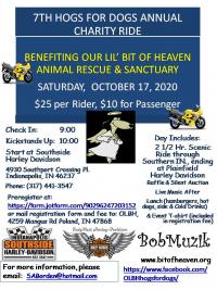 7th Annual Hogs for Dogs Motorcycle Ride (Reschedule date)