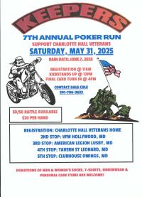 KEEPERS Poker Run For Charlotte Hall Veterans