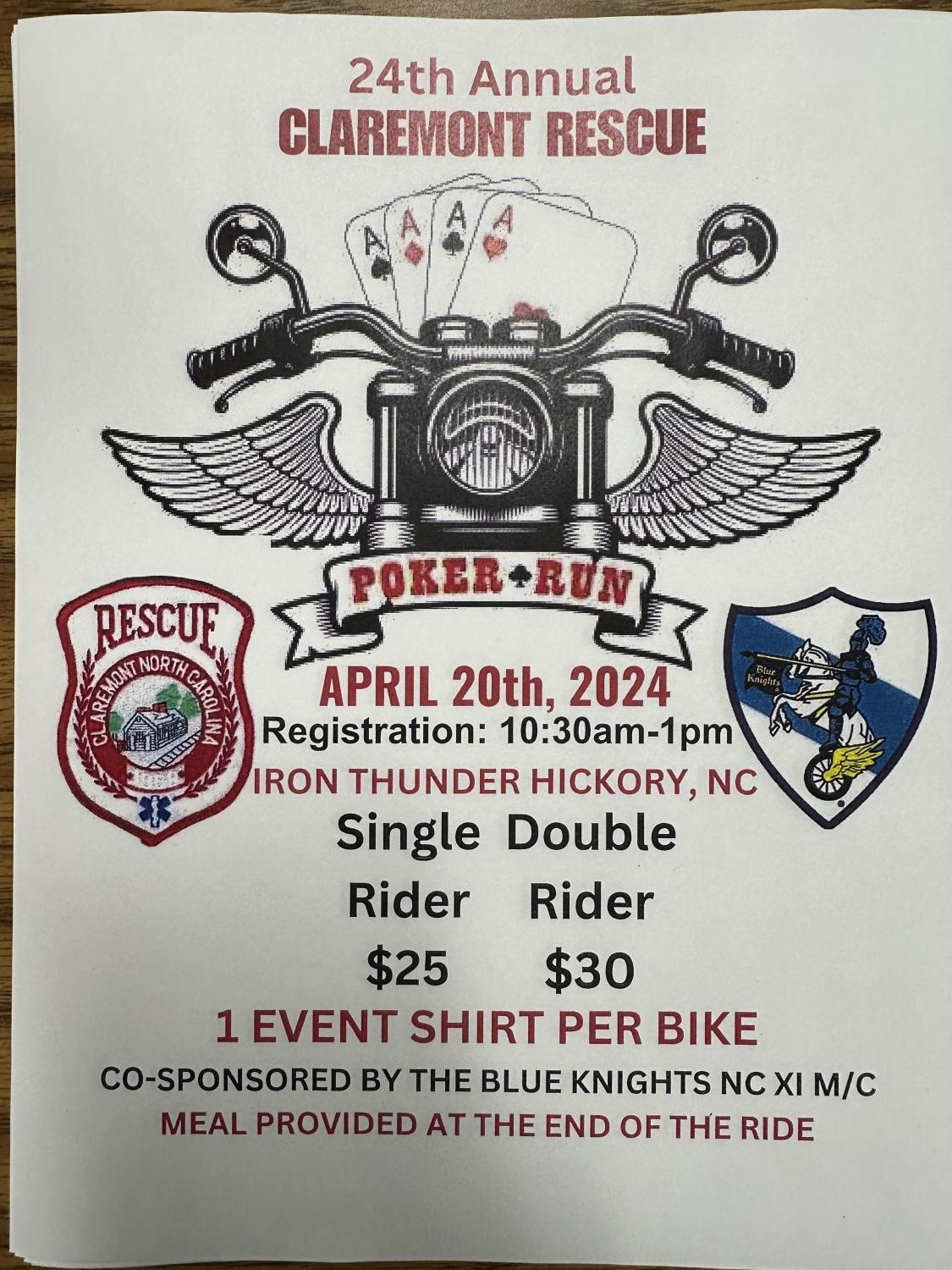  Claremont Rescue 24th Annual Poker Run 