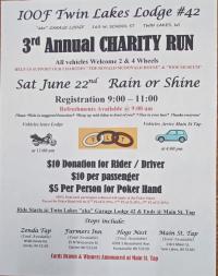 3rd Annual IOOF Twin Lakes Lodge #42 Charity Run