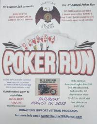 3rd Annual American Legion Riders NC Chapter 265 Poker Run