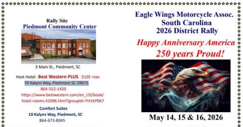 Eagle Wings South Carolina 2026 District Rally - CycleFish